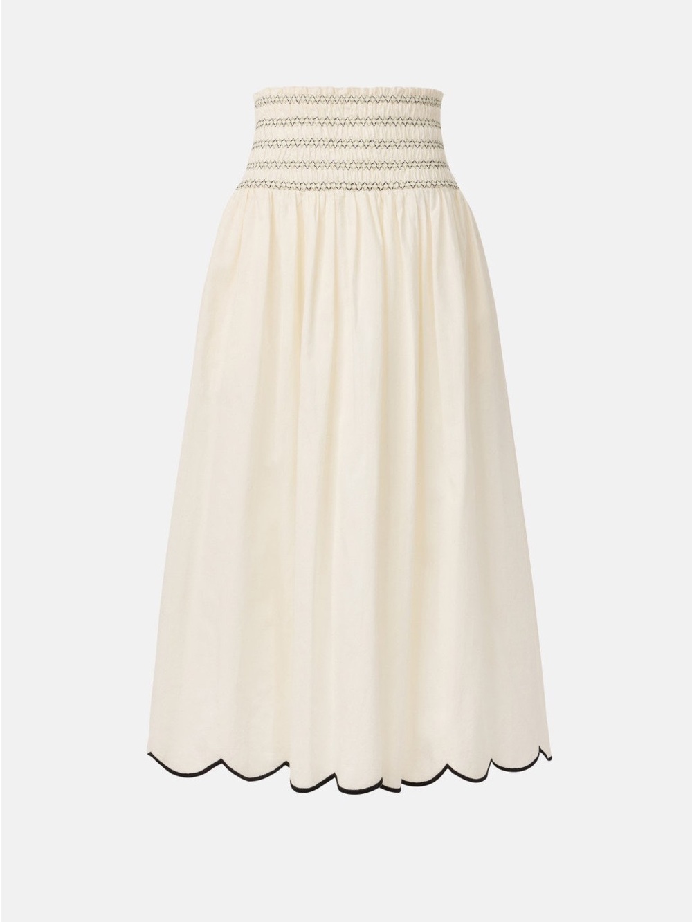Fifteen Twenty Elsa White Smocked Waist Midi Skirt Size XS